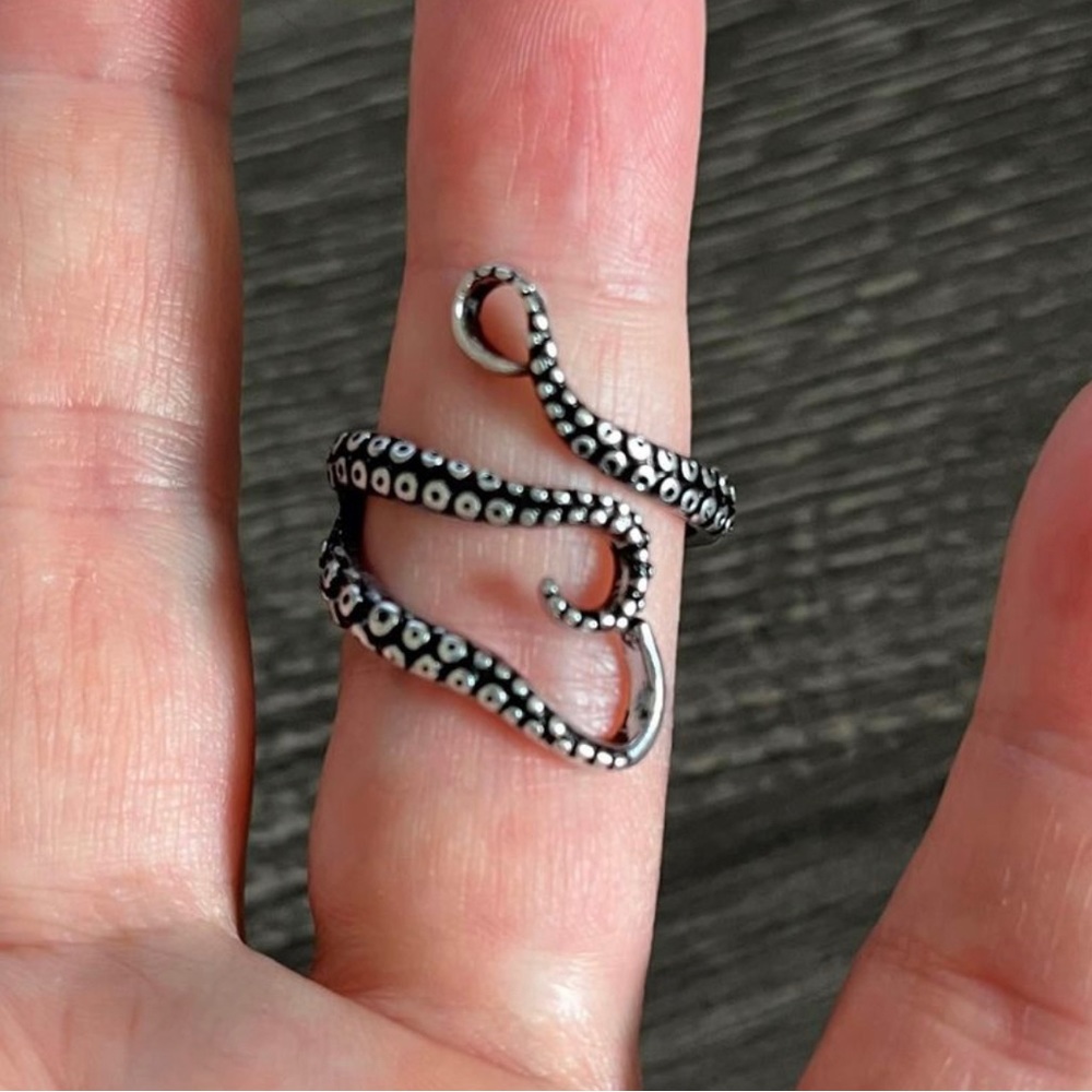 NEW Antique Style Silver Octopus Punk Metal Unisex Ring